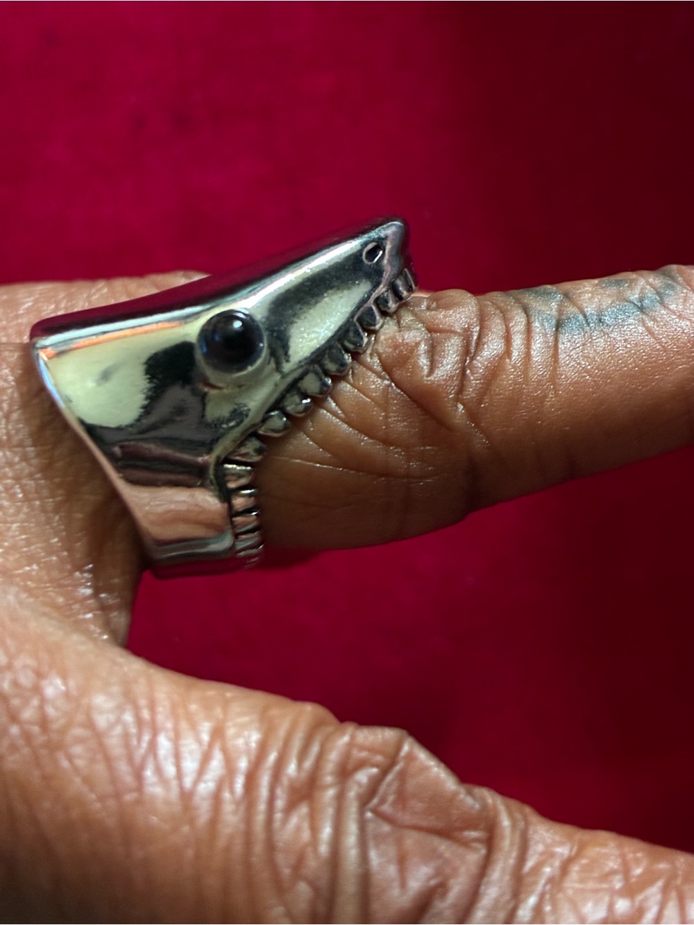 Silver Shark Bite Ring Size 8